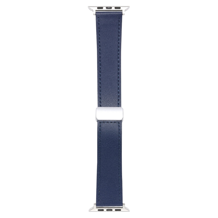 For Apple Watch Serie 3 38mm Magnetic Buckle Skin Feel Leather Watch Band(Dark Blue) by bashfashion