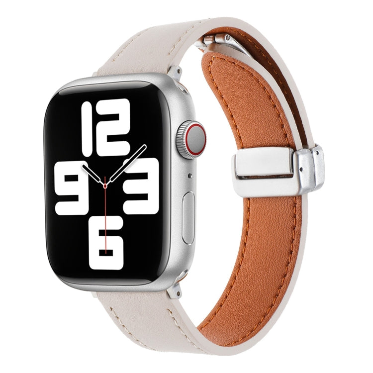 For Apple Watch Serie 3 38mm Magnetic Buckle Skin Feel Leather Watch Band(Apricot) by bashfashion