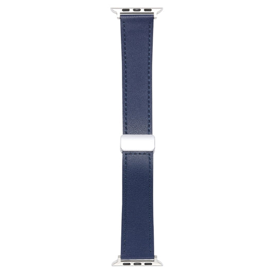 For Apple Watch Serie 3 42mm Magnetic Buckle Skin Feel Leather Watch Band(Dark Blue) by bashfashion