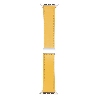 For Apple Watch Serie 2 42mm Magnetic Buckle Skin Feel Leather Watch Band(Yellow) by bashfashion