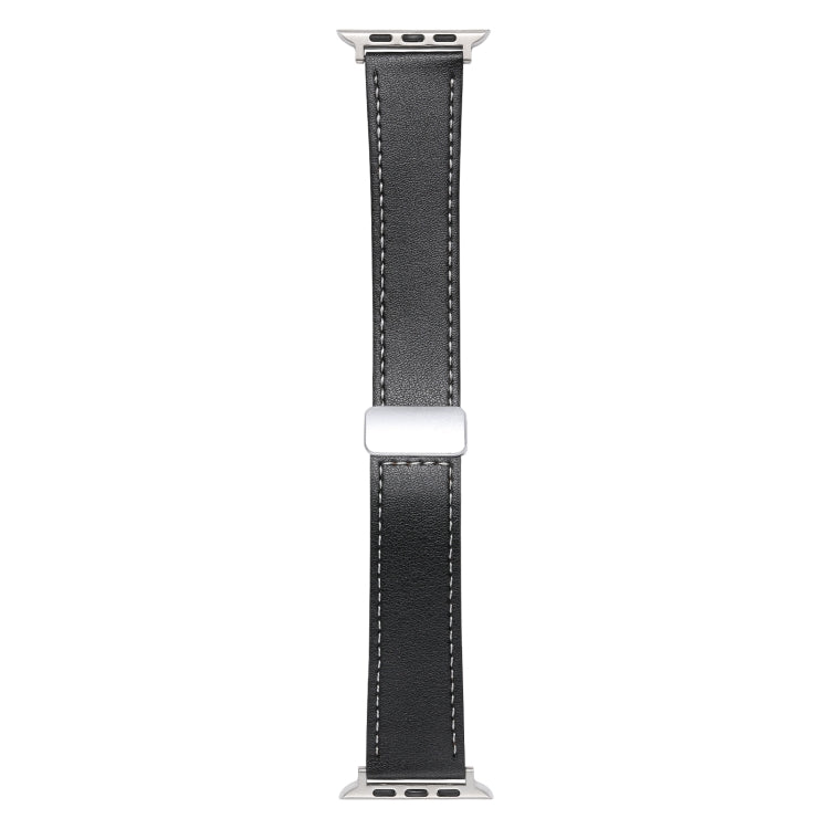 For Apple Watch 42mm Magnetic Buckle Skin Feel Leather Watch Band(Black) by bashfashion