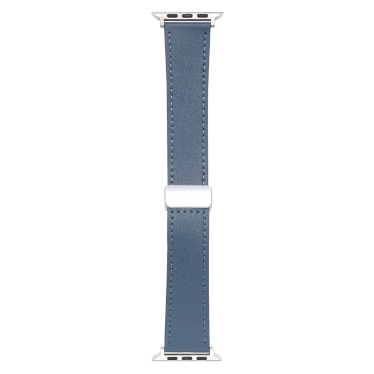 For Apple Watch 42mm Magnetic Buckle Skin Feel Leather Watch Band(Light Blue) by bashfashion