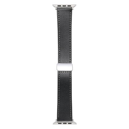 For Apple Watch 38mm Magnetic Buckle Skin Feel Leather Watch Band(Black) by bashfashion