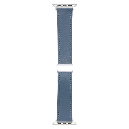For Apple Watch SE 2023 44mm Magnetic Buckle Skin Feel Leather Watch Band(Light Blue) by bashfashion