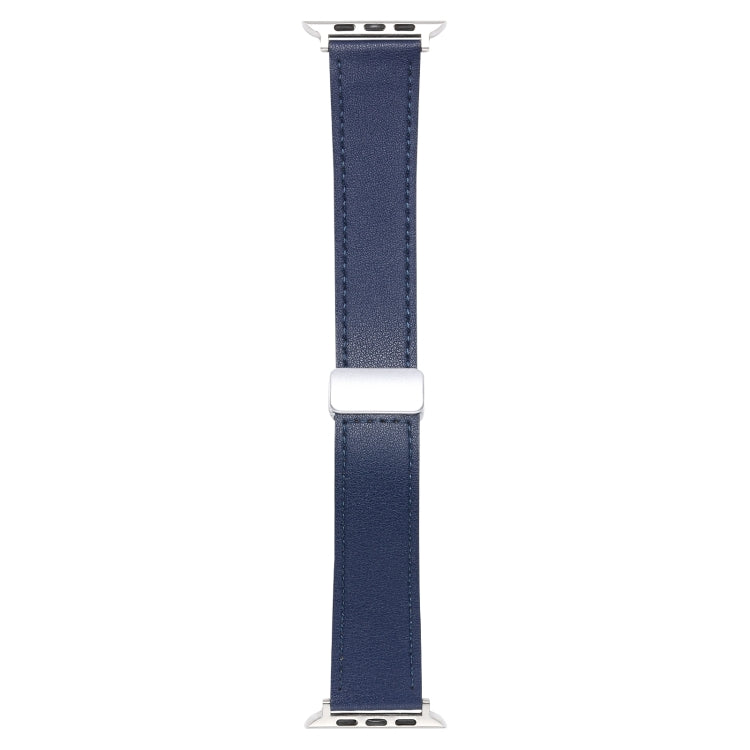 For Apple Watch SE 2023 40mm Magnetic Buckle Skin Feel Leather Watch Band(Dark Blue) by bashfashion