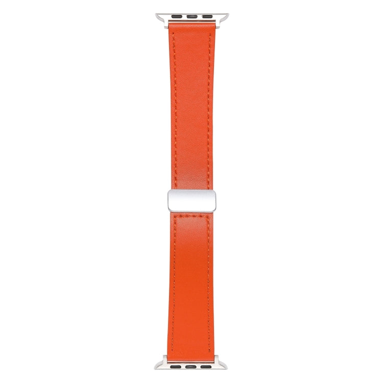For Apple Watch SE 2023 40mm Magnetic Buckle Skin Feel Leather Watch Band(Orange) by bashfashion