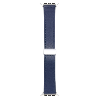 For Apple Watch Serie 9 41mm Magnetic Buckle Skin Feel Leather Watch Band(Dark Blue) by bashfashion