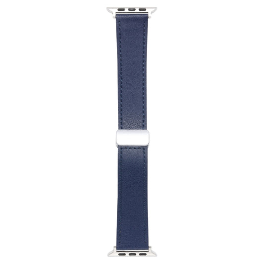 For Apple Watch Serie 9 41mm Magnetic Buckle Skin Feel Leather Watch Band(Dark Blue) by bashfashion