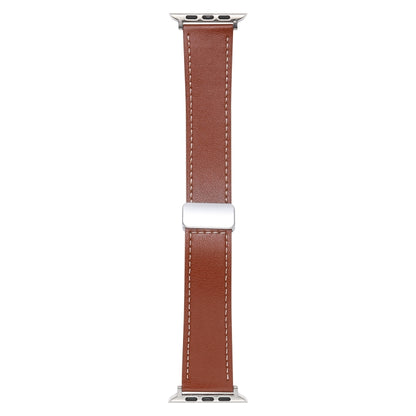 For Apple Watch Serie 9 41mm Magnetic Buckle Skin Feel Leather Watch Band(Brown) by bashfashion