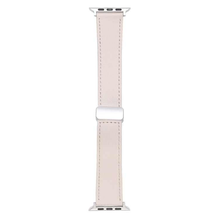 For Apple Watch Serie 9 41mm Magnetic Buckle Skin Feel Leather Watch Band(Apricot) by bashfashion