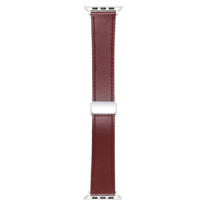 For Apple Watch Serie 9 41mm Magnetic Buckle Skin Feel Leather Watch Band(Wine Red) by bashfashion