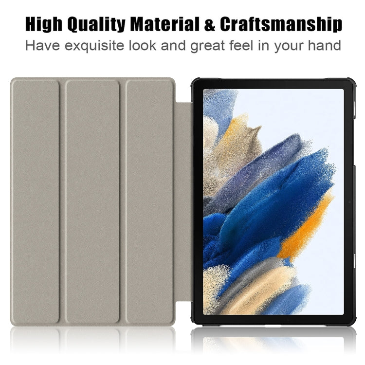 For Samsung Galaxy Tab A9 2023 Custer Painted 3-Fold Holder Smart Leather Tablet Case(Graffiti) by bashfashion