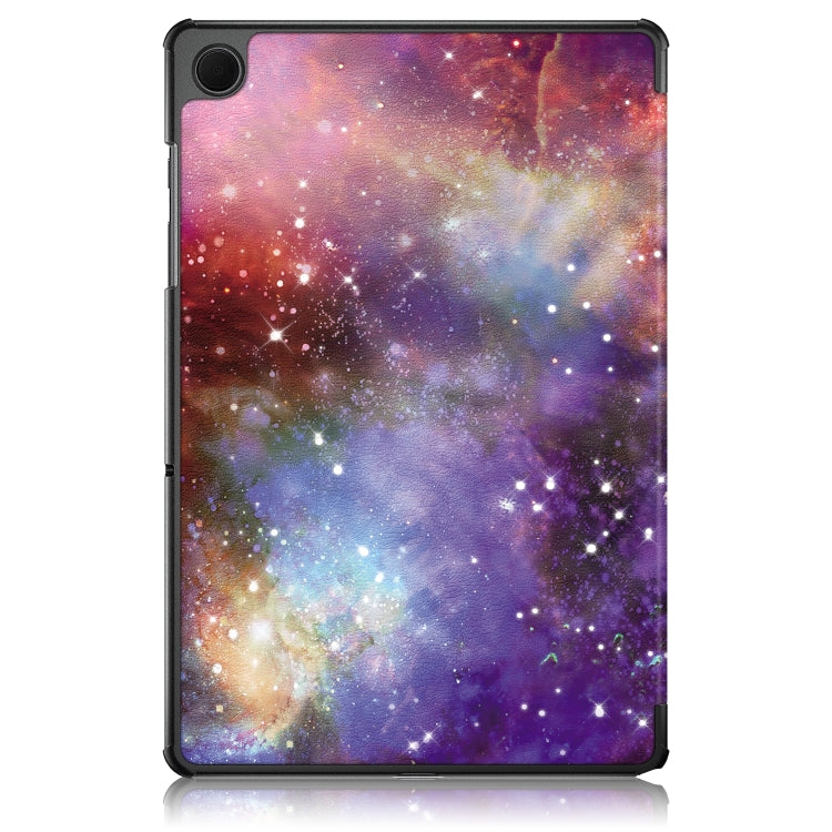 For Samsung Galaxy Tab A9 2023 Custer Painted 3-Fold Holder Smart Leather Tablet Case(Milky Way) by bashfashion