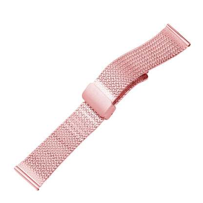 For Apple Watch SE 40mm Magnetic Buckle Herringbone Mesh Metal Watch Band(Pink) by bashfashion