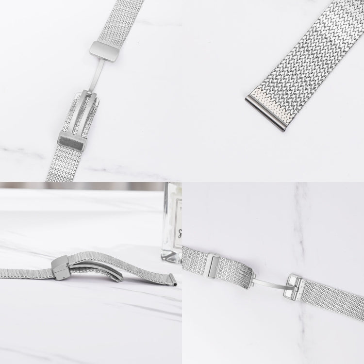 For Apple Watch 42mm Magnetic Buckle Herringbone Mesh Metal Watch Band(Starlight) by bashfashion