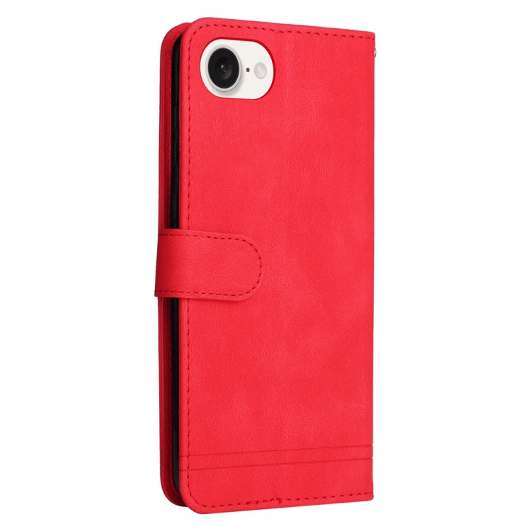For iPhone 16e Skin Feel Life Tree Leather Phone Case(Red) by bashfashion