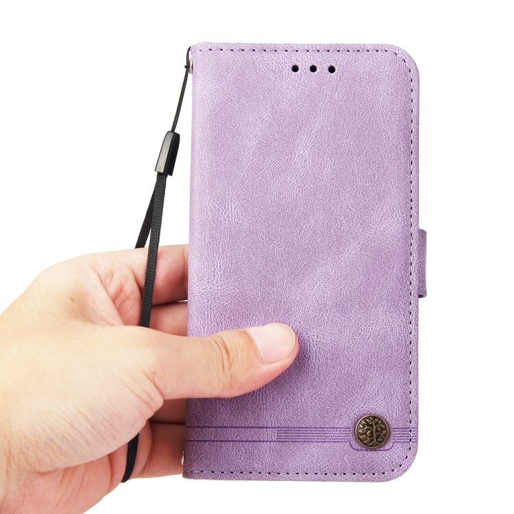 For iPhone 16e Skin Feel Life Tree Leather Phone Case(Purple) by bashfashion