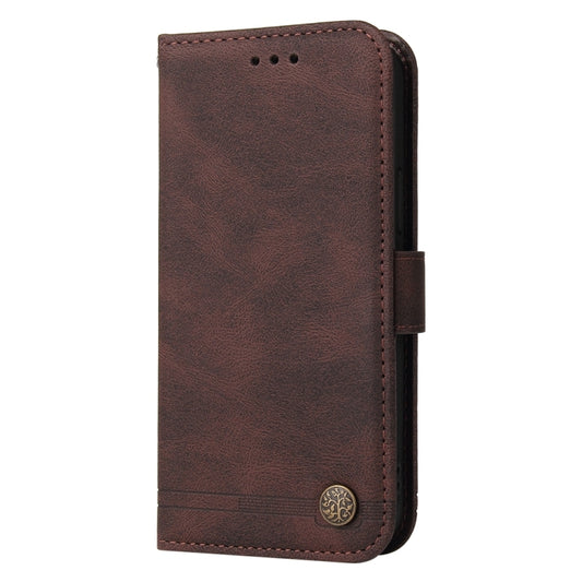 For iPhone 16e Skin Feel Life Tree Leather Phone Case(Brown) by bashfashion