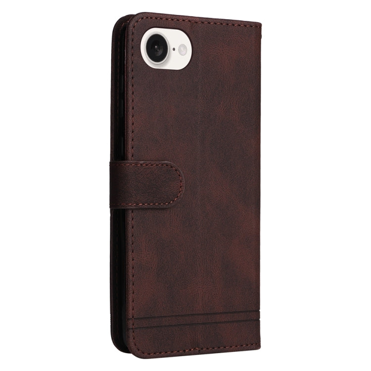 For iPhone 16e Skin Feel Life Tree Leather Phone Case(Brown) by bashfashion