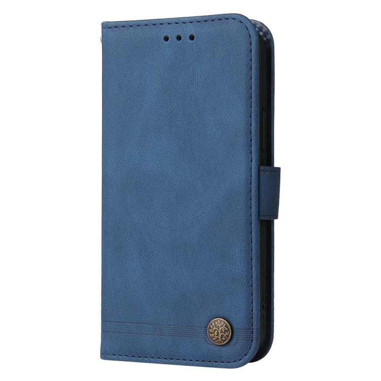 For iPhone 16e Skin Feel Life Tree Leather Phone Case(Blue) by bashfashion