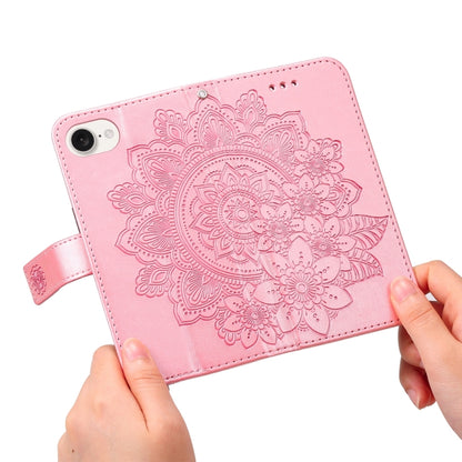 For iPhone 16e Seven-petal Flowers Embossing Leather Phone Case(Rose Gold) by bashfashion