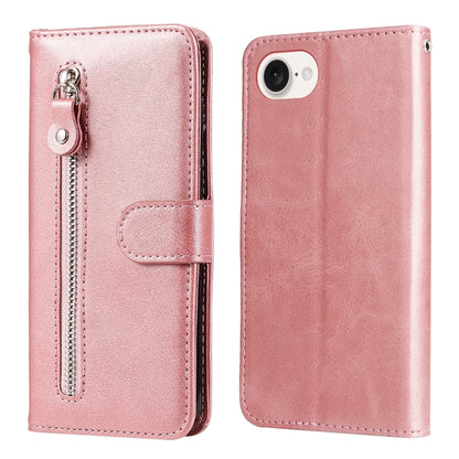 For iPhone 16e Fashion Calf Texture Zipper Leather Phone Case(Rose Gold) by bashfashion