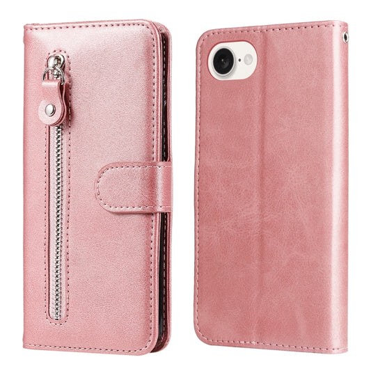 For iPhone 16e Fashion Calf Texture Zipper Leather Phone Case(Rose Gold) by bashfashion