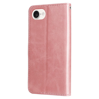 For iPhone 16e Fashion Calf Texture Zipper Leather Phone Case(Rose Gold) by bashfashion