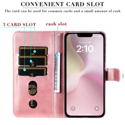 For iPhone 16e Fashion Calf Texture Zipper Leather Phone Case(Rose Gold) by bashfashion