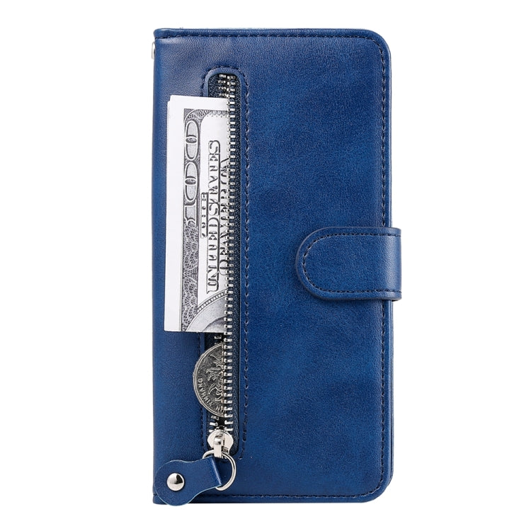 For iPhone 16e Fashion Calf Texture Zipper Leather Phone Case(Blue) by bashfashion