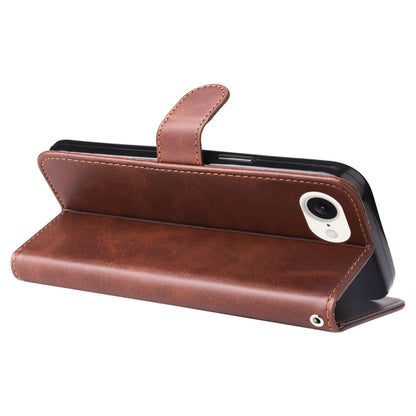 For iPhone 16e Fashion Calf Texture Zipper Leather Phone Case(Brown) by bashfashion