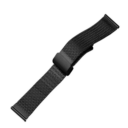 22mm Magnetic Buckle Herringbone Mesh Metal Watch Band for Samsung Galaxy Watch(Black) by bashfashion