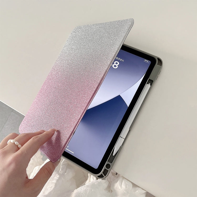 For iPad 10.2 2021 / 2020 / 10.5 Gradient Glitter Magnetic Split Leather Tablet Case(Rose Red) by bashfashion