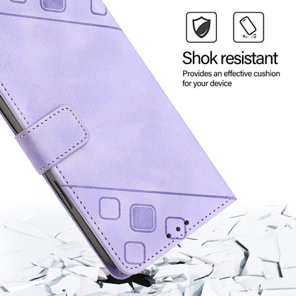 For iPhone SE 2024 Skin-feel Embossed Leather Phone Case(Light Purple) by bashfashion