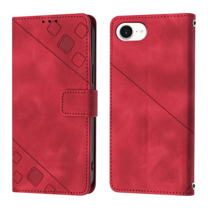 For iPhone SE 2024 Skin-feel Embossed Leather Phone Case(Red) by bashfashion