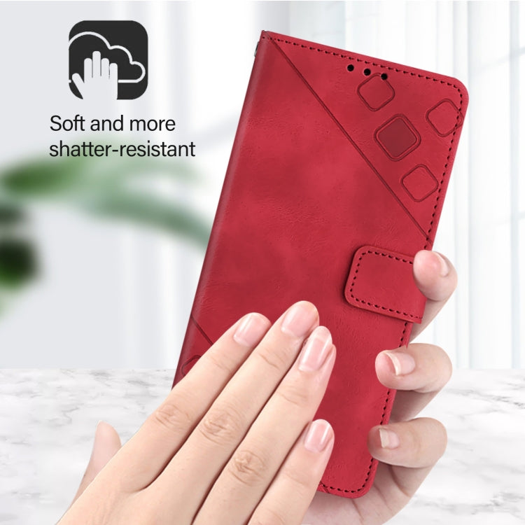 For iPhone SE 2024 Skin-feel Embossed Leather Phone Case(Red) by bashfashion