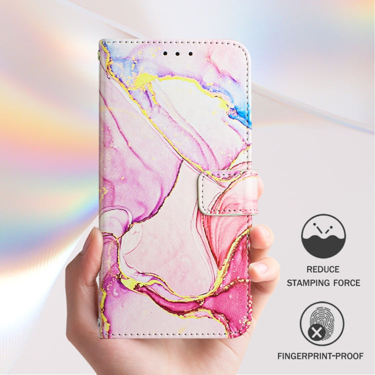 For iPhone 16e PT003 Marble Pattern Flip Leather Phone Case(Rose Gold) by bashfashion