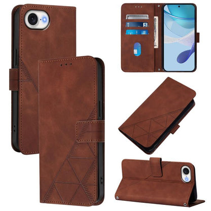 For iPhone 16e Crossbody 3D Embossed Flip Leather Phone Case(Brown) by bashfashion
