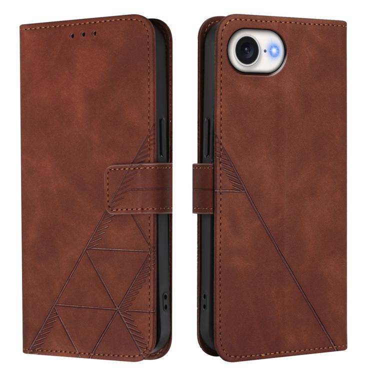For iPhone 16e Crossbody 3D Embossed Flip Leather Phone Case(Brown) by bashfashion