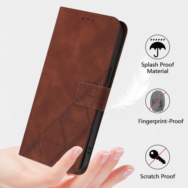 For iPhone 16e Crossbody 3D Embossed Flip Leather Phone Case(Brown) by bashfashion
