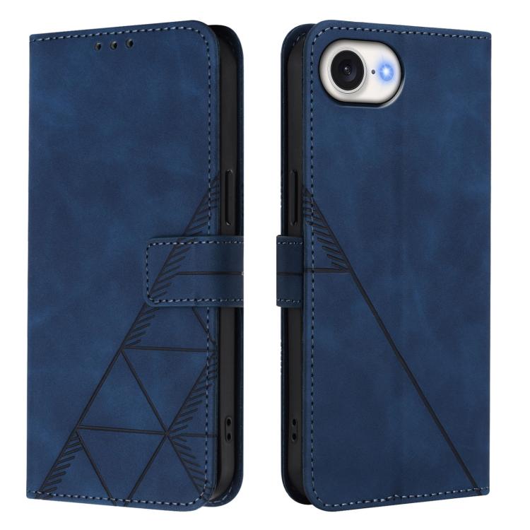 For iPhone 16e Crossbody 3D Embossed Flip Leather Phone Case(Blue) by bashfashion