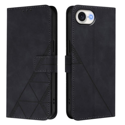 For iPhone 16e Crossbody 3D Embossed Flip Leather Phone Case(Black) by bashfashion