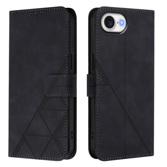For iPhone 16e Crossbody 3D Embossed Flip Leather Phone Case(Black) by bashfashion
