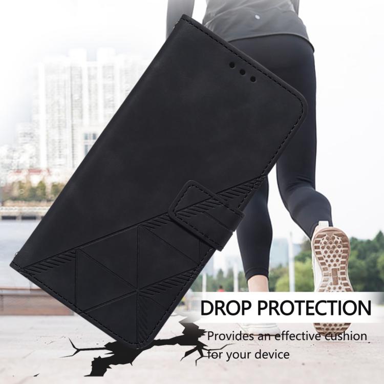 For iPhone 16e Crossbody 3D Embossed Flip Leather Phone Case(Black) by bashfashion