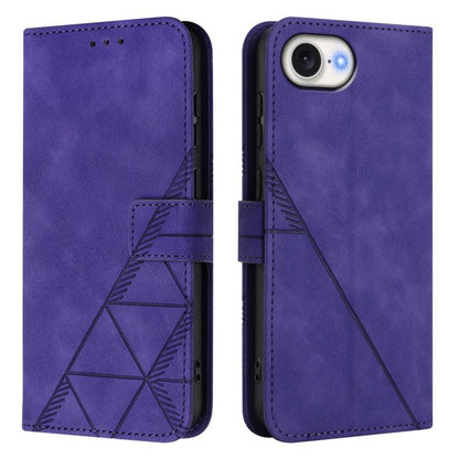 For iPhone 16e Crossbody 3D Embossed Flip Leather Phone Case(Purple) by bashfashion