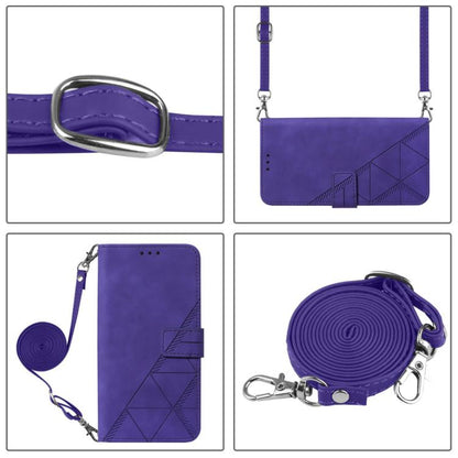 For iPhone 16e Crossbody 3D Embossed Flip Leather Phone Case(Purple) by bashfashion