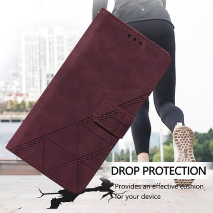 For iPhone 16e Crossbody 3D Embossed Flip Leather Phone Case(Wine Red) by bashfashion