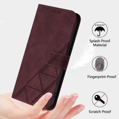 For iPhone 16e Crossbody 3D Embossed Flip Leather Phone Case(Wine Red) by bashfashion