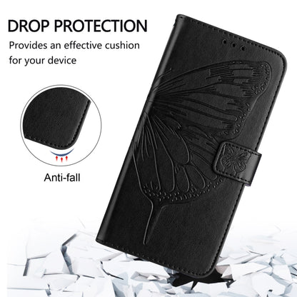 For iPhone 16e Embossed Butterfly Leather Phone Case(Black) by bashfashion