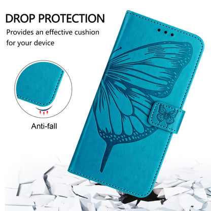 For iPhone 16e Embossed Butterfly Leather Phone Case(Blue) by bashfashion